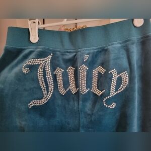 Juicy Couture OG Bling Turquoise Velour Pants